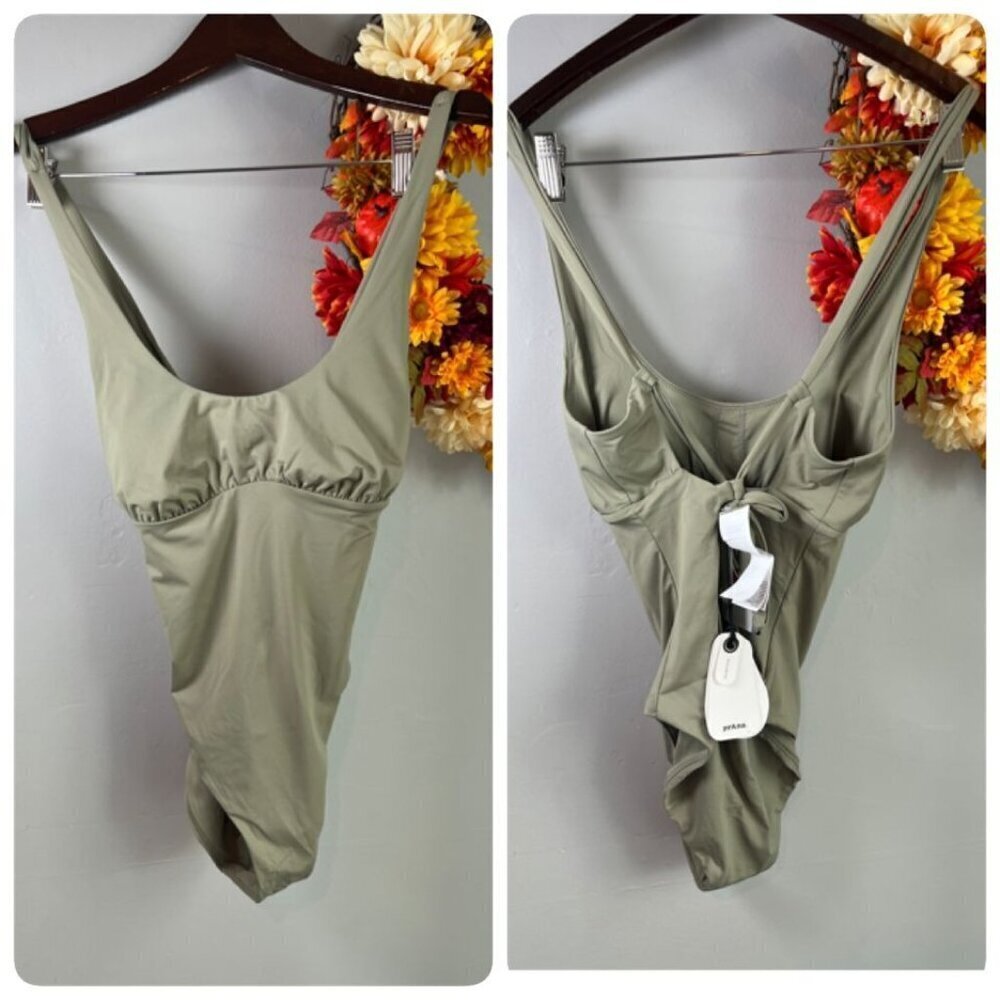 Prana Sage Green One-Piece Swimsuit with Back Tie
